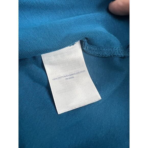 Lands' End XS X small Women's Cotton Crewneck T-Shirt Turquoise Blue Collar - Picture 7 of 7